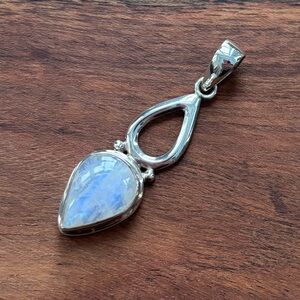 Sterling Silver Rainbow Moonstone Teardrop Pendant